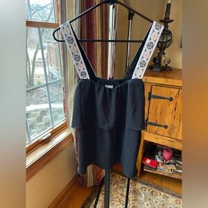 J Crew Tiered Tank Top black NWT size 6